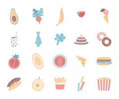 Food flat color vector objects