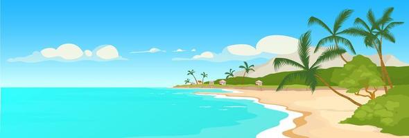 Tropical sandy beach flat color vector illustration