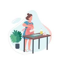 Woman with melted soap flat color vector faceless character