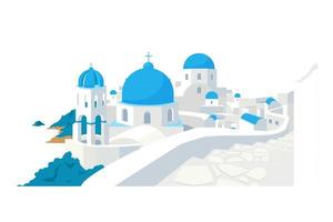 Objeto vectorial de color plano de edificios de santorini vector