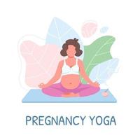 Prenatal meditation flat color vector faceless character