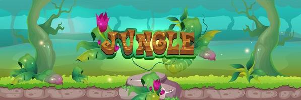 Jungle flat color vector illustration