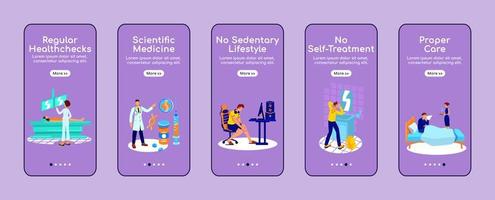 Healthy lifestyle onboarding mobile app screen flat vector template