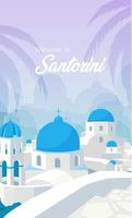 Greek temple with blue roofs poster vector