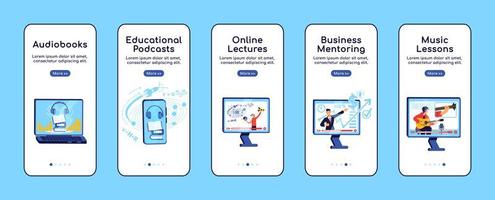 E learning onboarding app screen vector