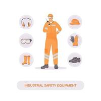 Industrial safety equipment flat concept vector illustration