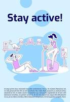 Stay active poster flat silhouette vector template