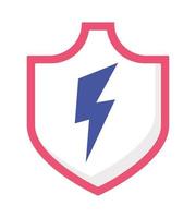 Isolated thunder shape inside shield vector design