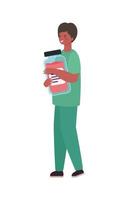 Man doctor with uniform and medicine jar vector design