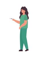 Woman doctor with uniform and injection vector design