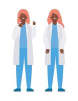 Women doctors with uniforms vector design