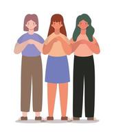 Diseño vectorial de dibujos animados de mujeres tristes aisladas vector