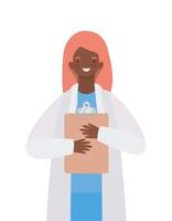 Woman doctor with uniform and medical history vector design