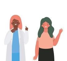 Female doctor and woman avatar vector design