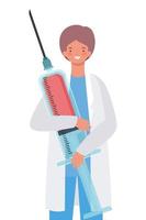 Man doctor with uniform and injection vector design