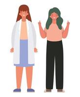 Female doctor and woman avatar vector design