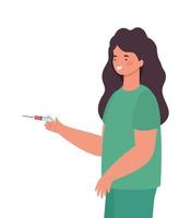 Woman doctor with uniform and injection vector design