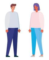 Woman and man avatar cartoon vector design