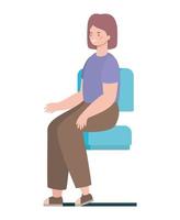 happy woman cartoon sitting on seat vector design