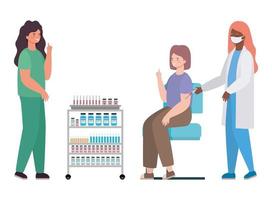 doctoras vacunando diseño vectorial de mujer vector