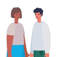 Woman and man avatar cartoon vector design