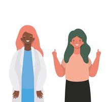 Female doctor and woman avatar vector design