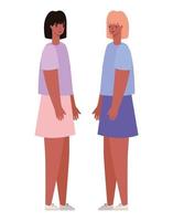 dos mujeres avatares diseño vectorial vector