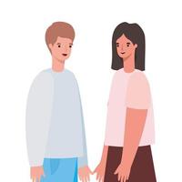 Woman and man avatar cartoon vector design