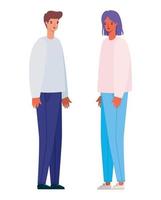 Woman and man avatar cartoon vector design