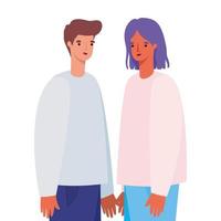 Woman and man avatar cartoon vector design