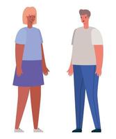 Woman and man avatar cartoon vector design