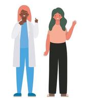 Female doctor and woman avatar vector design