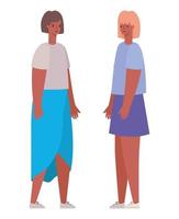 dos mujeres avatares diseño vectorial vector