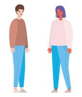 Woman and man avatar cartoon vector design