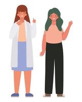 Female doctor and woman avatar vector design