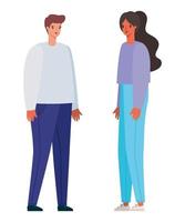 Woman and man avatar cartoon vector design