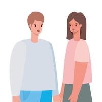 Woman and man avatar cartoon vector design