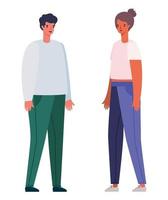 Woman and man avatar cartoon vector design