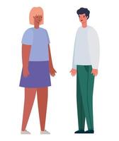 Woman and man avatar cartoon vector design