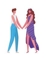 Woman and man cartoon with costume vector design