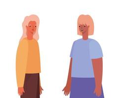 dos mujeres avatares diseño vectorial vector