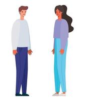 Woman and man avatar cartoon vector design