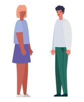 Woman and man avatar cartoon vector design