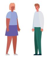 Woman and man avatar cartoon vector design