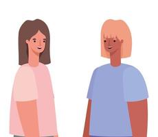 two women avatars vector design