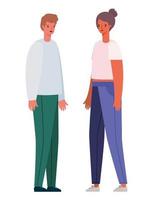 Woman and man avatar cartoon vector design