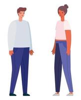 Woman and man avatar cartoon vector design