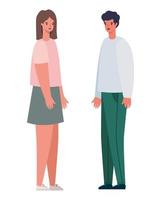 Woman and man avatar cartoon vector design