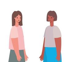 two women avatars vector design