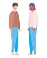 Woman and man avatar cartoon vector design